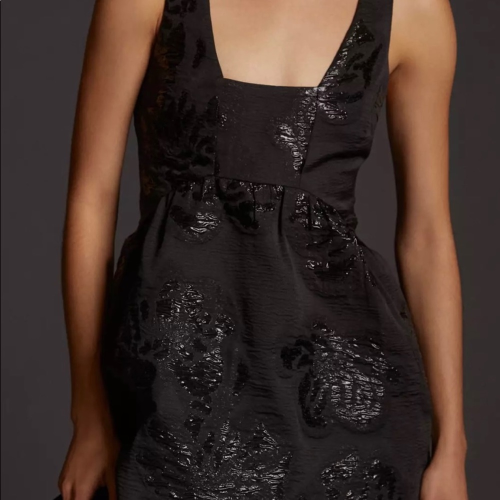 NWT Anthropologie Maeve Black Jacquard Mini Dress with Pockets!